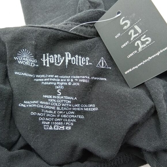 Harry Potter Deathly Hallows Boyfriend Black T-Shirt Small - Picture 4 of 4